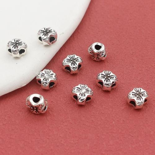 Perles fleurs en alliage de zinc, Plaqué de couleur d'argent, DIY, protéger l'environnement, sans nickel, plomb et cadmium, 8.50x5mm, 100PC/sac, Vendu par sac