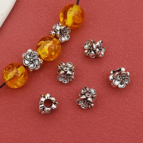 Tibetan Style Flower Beads, antique silver color plated, DIY, nickel, lead & cadmium free, 10x9mm, 100PCs/Bag, Sold By Bag