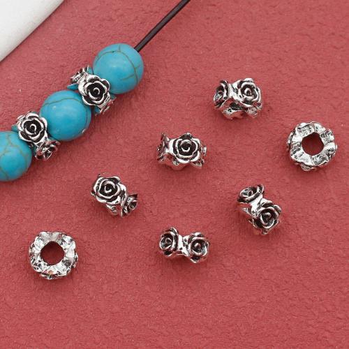 Tibetan Style Flower Beads, antique silver color plated, DIY, nickel, lead & cadmium free, 8x5mm, 100PCs/Bag, Sold By Bag