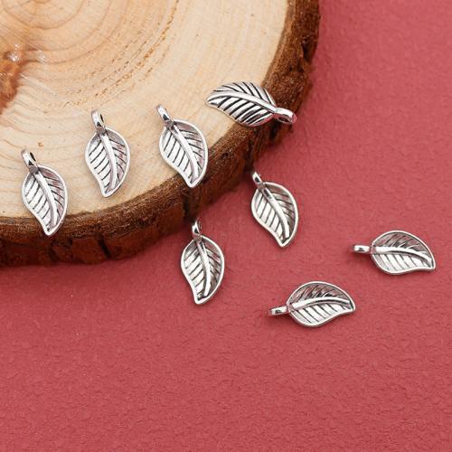 Tibetan Style Leaf Pendants, antique silver color plated, DIY, nickel, lead & cadmium free, 14.50x7mm, 100PCs/Bag, Sold By Bag