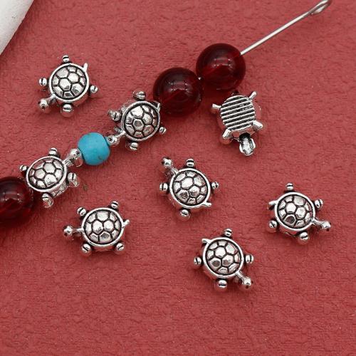 Tibetan Style Animal Beads, Turtle, antique silver color plated, DIY, nickel, lead & cadmium free, 9x6mm, 100PCs/Bag, Sold By Bag