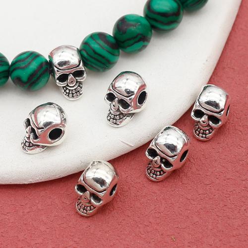 Tibetan Style Jewelry Beads, Skull, antique silver color plated, DIY, nickel, lead & cadmium free, 11x7mm, 100PCs/Bag, Sold By Bag