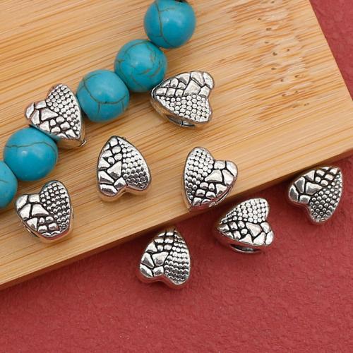 Tibetan Style Heart Beads, antique silver color plated, DIY, nickel, lead & cadmium free, 9x6mm, 100PCs/Bag, Sold By Bag