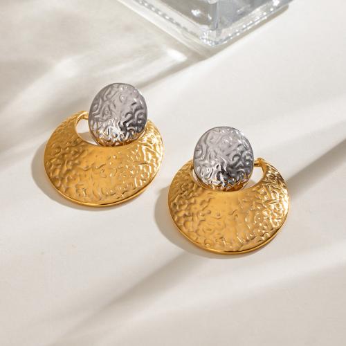 Stainless Steel Stud Earrings, 304 Stainless Steel, gold color plated, fashion jewelry, golden, 28.10x36mm, Sold By Pair