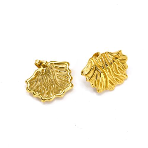 Titanium Steel  Earring, gold color plated, fashion jewelry, golden, Sold By Pair