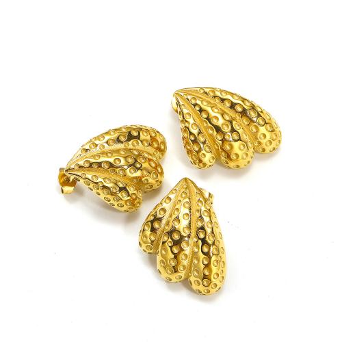 Titanium Steel  Earring, gold color plated, fashion jewelry, golden, Sold By Pair