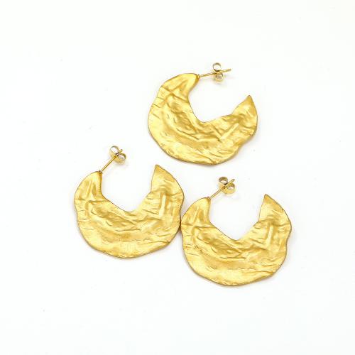 Titanium Steel  Earring, gold color plated, fashion jewelry, golden, 36x35mm, Sold By Pair