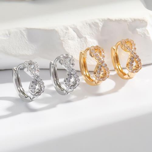 Boucles d'oreilles en laiton zircon cubique pavent, Placage, pavé de micro zircon & pour femme & creux, plus de couleurs à choisir, Vendu par paire