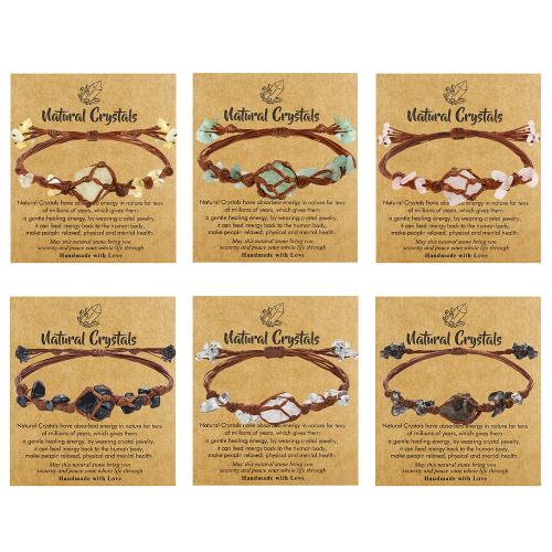 Gemstone Bracelets, Natural Stone, with Wax Cord, handmade, fashion jewelry & different materials for choice & for woman, Length:6.2-10.2 Inch, Sold By PC