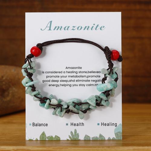 Natural Amazonite Bracelets, ​Amazonite​, with Knot Cord, with 2.3 Inch extender chain, handmade, Double Layer & fashion jewelry & for woman, Length:6.2 Inch, Sold By PC