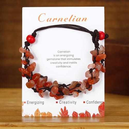 Red Agate Bracelets, with Knot Cord, with 2.3 Inch extender chain, handmade, Double Layer & fashion jewelry & for woman, Length:6.2 Inch, Sold By PC