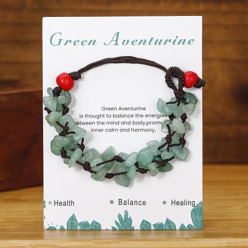 Gemstone Bracelets, Green Aventurine, with Knot Cord, with 2.3 Inch extender chain, handmade, Double Layer & fashion jewelry & for woman, Length:6.2 Inch, Sold By PC