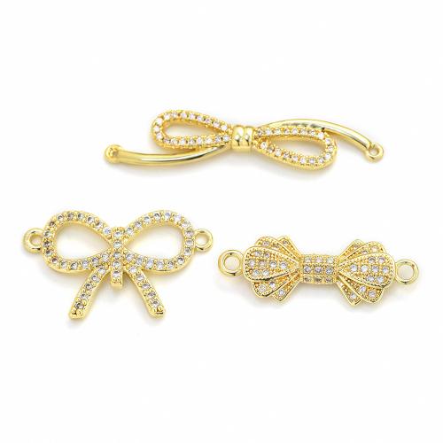 Cubic Zirconia Micro Pave Brass Earring, Bowknot, plated, DIY & different styles for choice & micro pave cubic zirconia, gold, Sold By PC