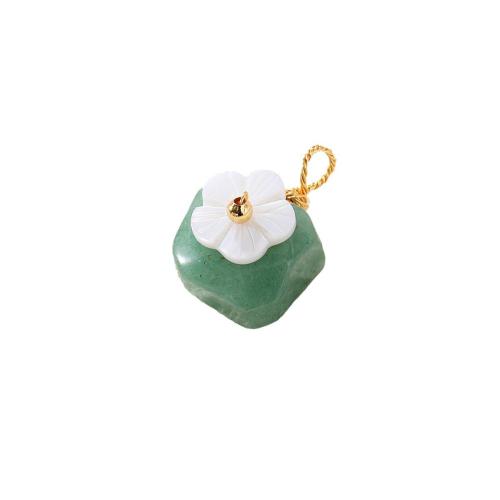 Cubique Pendentif en laiton zircon pavent, avec Pierre naturelle & aventurine vert & coquille blanche & coquille d'ormeau & perle d'eau douce cultivée & cristal, Placage, DIY & styles différents pour le choix & pavé de micro zircon, plus de couleurs à choisir, Vendu par PC