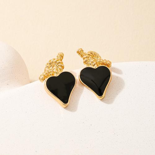 Tibetan Style Stud Earring, Heart, plated, for woman & enamel, more colors for choice, Sold By Pair