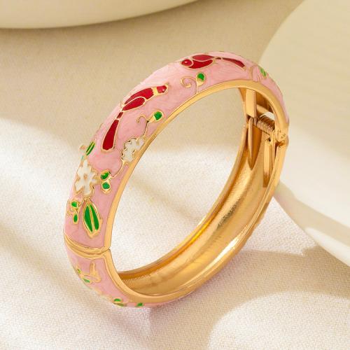 Tibetan Style Bangle, plated, for woman & enamel, pink, Sold By PC