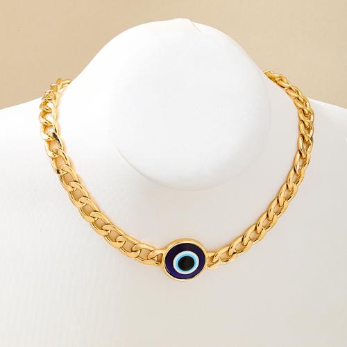 Tibetan Style Jewelry Necklace, plated, for woman & enamel, gold, Sold By PC