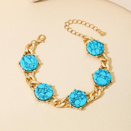 Tibetan Style Bracelet, with Turquoise, plated, for woman, gold, Sold By PC