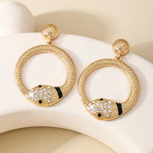 Tibetan Style Stud Earring, plated, micro pave cubic zirconia & for woman & enamel, gold, Sold By Pair