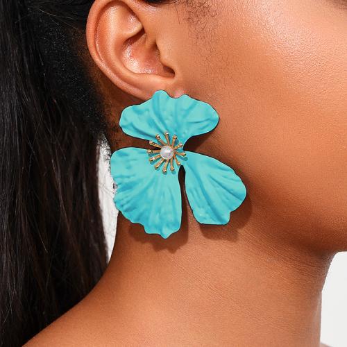 Tibetan Style Stud Earring, petals, plated, for woman, more colors for choice, Sold By Pair