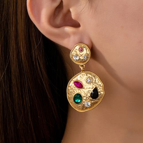 Tibetan Style Stud Earring, plated, micro pave cubic zirconia & for woman, gold, Sold By Pair