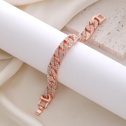 Pulsera de Aleación de Zinc, chapado, micro arcilla de zirconia cúbica & para mujer, más colores para la opción, longitud:aproximado 16 cm, Vendido por UD