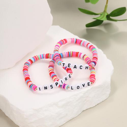 Stainless Steel Jewelry Bracelet, Polymer Clay, with Seedbead & Plastic Pearl & 304 Stainless Steel, Unisex & different styles for choice, more colors for choice, Length:Approx 18 cm, Sold By Set