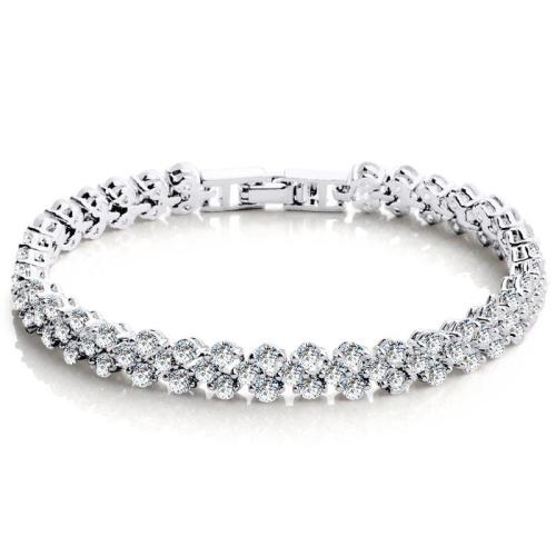 Tibetan Style Bracelet, plated, for woman & with rhinestone, more colors for choice, Length:Approx 19 cm, Sold By PC