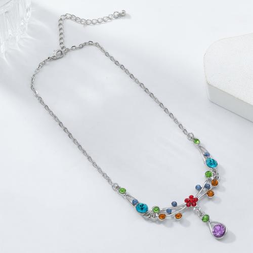 Tibetan Style Jewelry Necklace, with Acrylic, fashion jewelry & for woman, silver color, Sold By PC