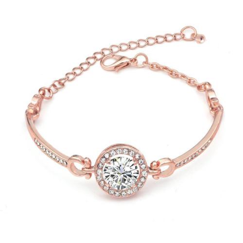 Bracelet en alliage de zinc, avec 6cm chaînes de rallonge, Placage, pour femme & avec strass, plus de couleurs à choisir, Longueur:Environ 14 cm, Vendu par PC