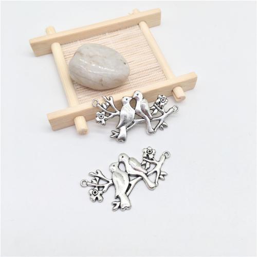 Animal Tibetan Style Connector, Bird, antique silver color plated, DIY & 1/1 loop, 25x24mm, 100PCs/Bag, Sold By Bag