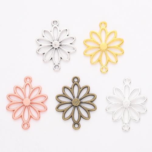 Flower Tibetan Style Connector, plated, DIY & 1/1 loop, more colors for choice, 25x19x1.50mm, 100PCs/Bag, Sold By Bag