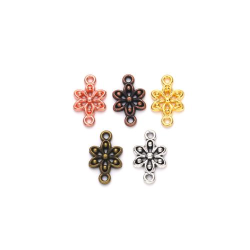 Flower Tibetan Style Connector, plated, DIY & 1/1 loop, more colors for choice, 17x10x2mm, 100PCs/Bag, Sold By Bag