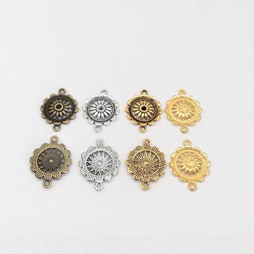 Flower Tibetan Style Connector, plated, DIY & 1/1 loop, more colors for choice, 28x21x3mm, 100PCs/Bag, Sold By Bag