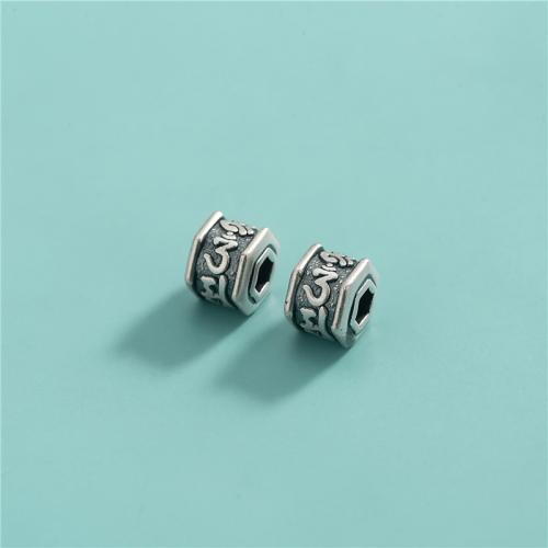 Spacer Perlen Schmuck, 925er Sterling Silber, Sechseck, Vintage & DIY, 9x7.90mm, Bohrung:ca. 3.4mm, verkauft von PC