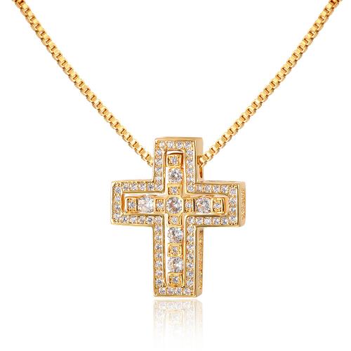 Brass Necklace, Cross, plated, different styles for choice & for woman & with rhinestone, Length:Approx 16-24 Inch, Sold By PC