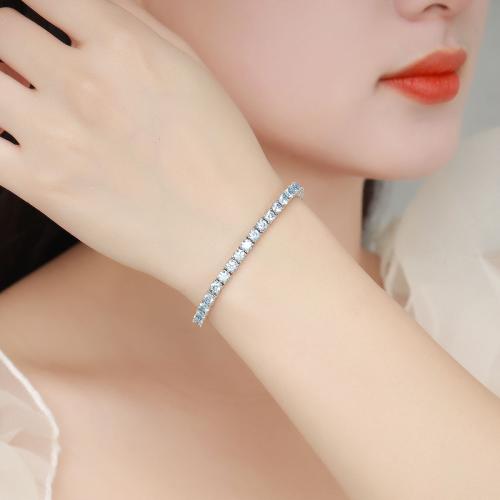 925 Sterling Silver Bracelet, with Moissanite, different size for choice & different styles for choice & for woman, Sold By PC