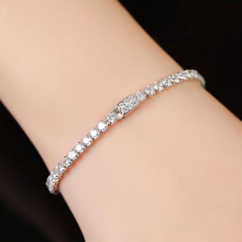 925 Sterling Silver Bracelet, different styles for choice & micro pave cubic zirconia & for woman, Sold By PC