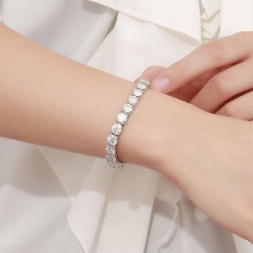 925 Sterling Silver Bracelet, with Moissanite, different styles for choice & for woman, Sold By PC