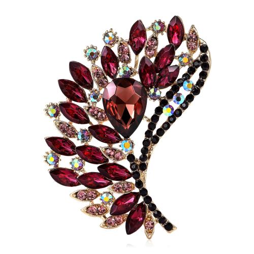 Broches en alliage de zinc, pour femme & avec strass, plus de couleurs à choisir, 91x64mm, Vendu par PC