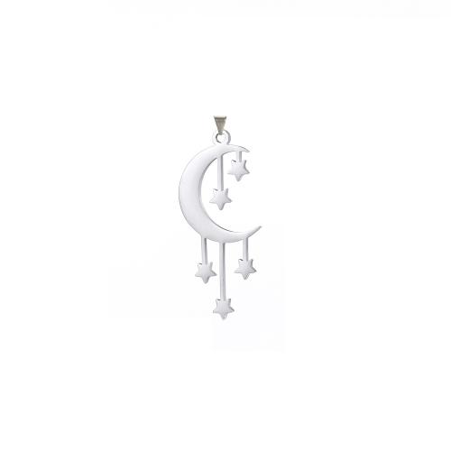 Stainless Steel Pendants, 304 Stainless Steel, Moon and Star, DIY, more colors for choice, 31.70x14.40mm, Sold By PC