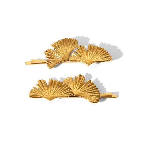 Hair Slide, 304 Stainless Steel, 2 pieces & for woman, golden, 60x16mm, Sold By Set