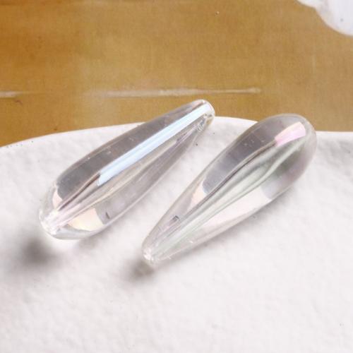 Plated Acrylic Beads, Teardrop, colorful plated, DIY, 35x12mm, Sold By PC