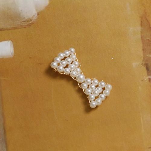 Accesorios para el cabello DIY de, Perlas plásticas, con alambre de latón, Lazo, hecho a mano, Bricolaje, 28x12mm, Vendido por UD