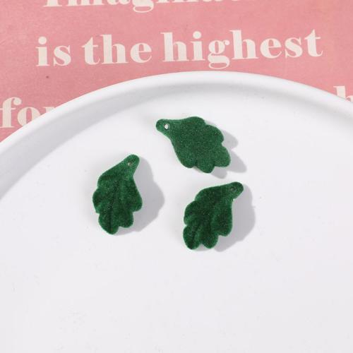 Hair Accessories DIY Findings, Acrylic, with Flocking Fabric, Leaf, green, 25x15mm, Sold By PC