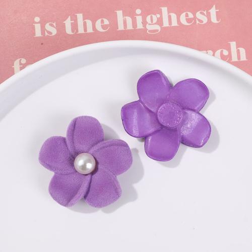 Hair Accessories DIY Findings, Acrylic, with Flocking Fabric, Flower, more colors for choice, 43x43mm, Sold By PC