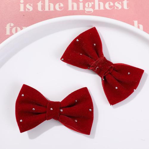 Hair Accessories DIY Findings, Velour, Bowknot, handmade, more colors for choice, 40x60mm, Sold By PC