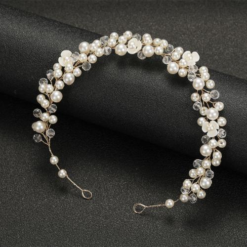 Headband, Plastic Pearl, with brass wire & Crystal, fashion jewelry & for woman, more colors for choice, 350mm, Sold By PC