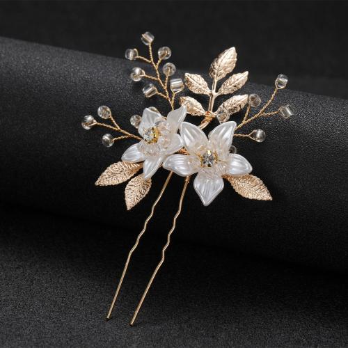 Hair Stick, Iron, with brass wire & Crystal, fashion jewelry & for woman, more colors for choice, 110x80mm, Sold By PC