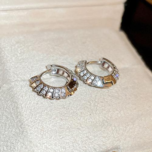 Boucles d'oreilles en laiton zircon cubique pavent, bijoux de mode & pavé de micro zircon & pour femme, 8mm, Vendu par paire